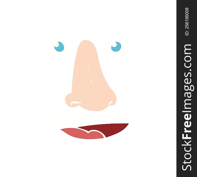 flat color illustration of a cartoon facial features
