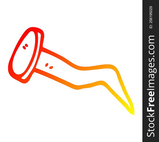 warm gradient line drawing of a cartoon bent iron nail