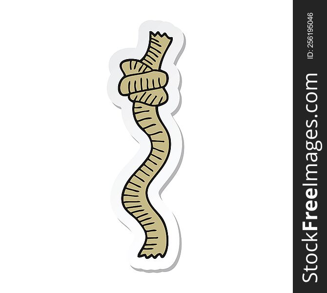 Sticker Of A Cartoon Knotted Rope