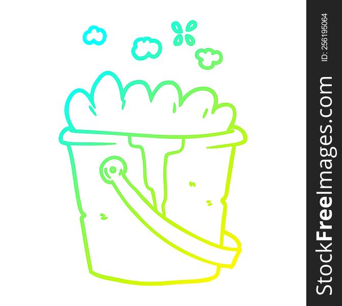 Cold Gradient Line Drawing Cartoon Bucket Of Soapy Water