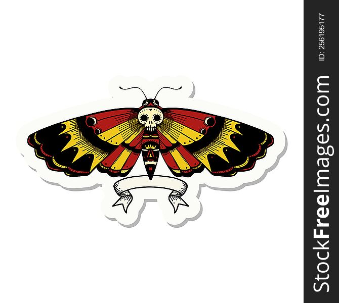 Tattoo Sticker With Banner Of A Deaths Head Moth