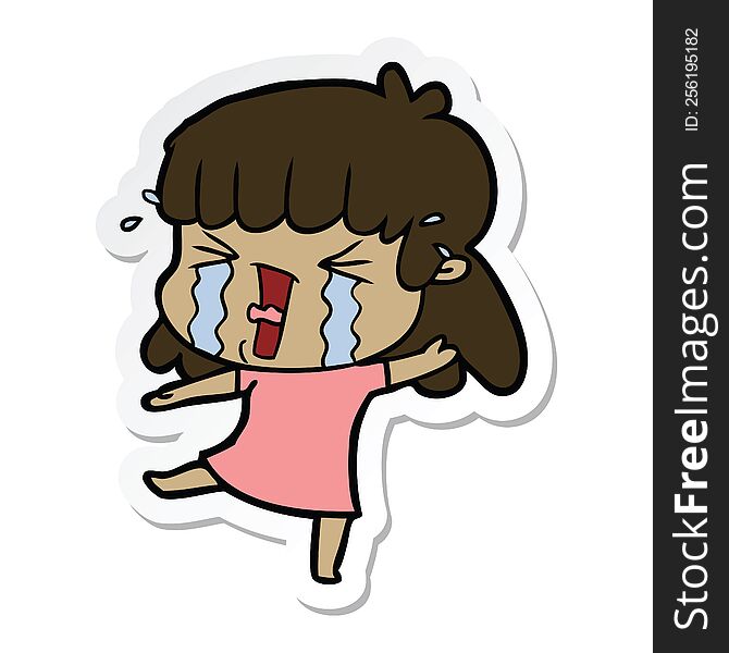 sticker of a cartoon woman in tears