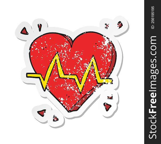 retro distressed sticker of a cartoon heart rate