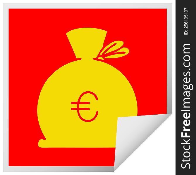 Square Peeling Sticker Cartoon Bag Of Money