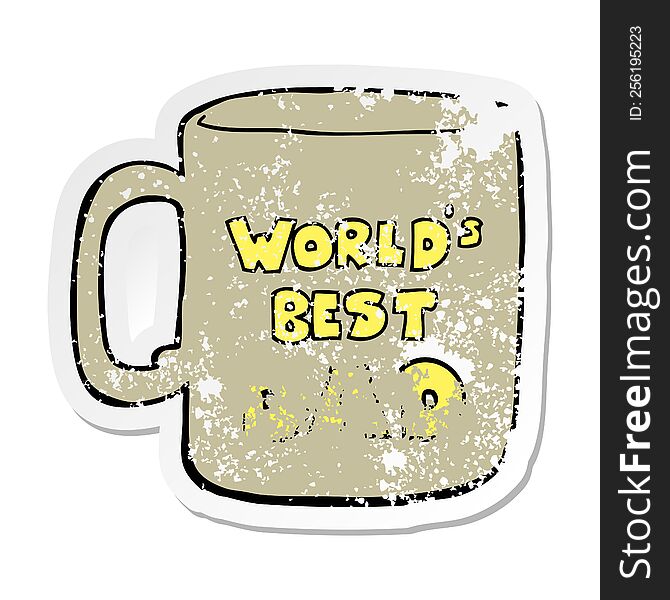 distressed sticker of a worlds best dad mug