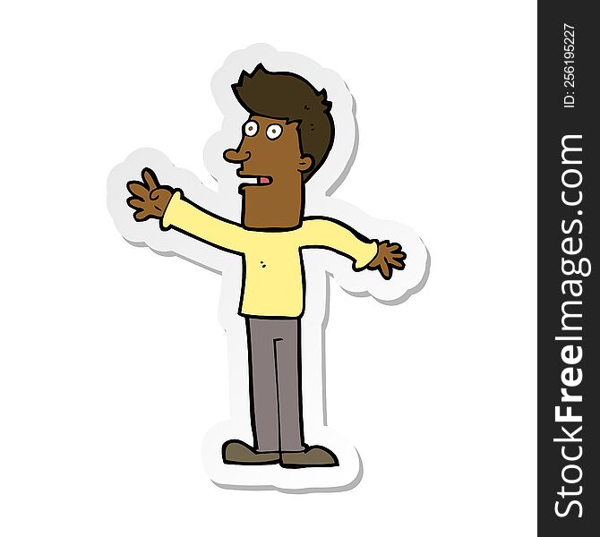 Sticker Of A Cartoon Man Reaching