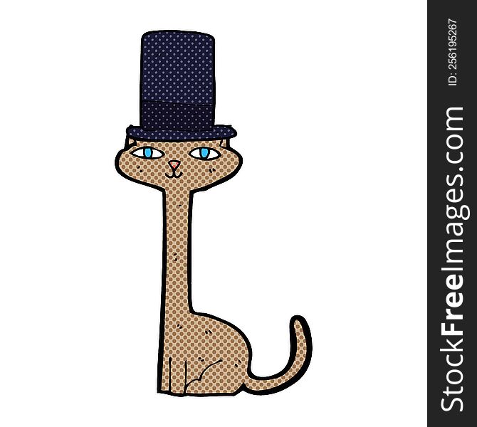 cartoon cat wearing top hat. cartoon cat wearing top hat