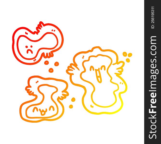 warm gradient line drawing of a cartoon cells
