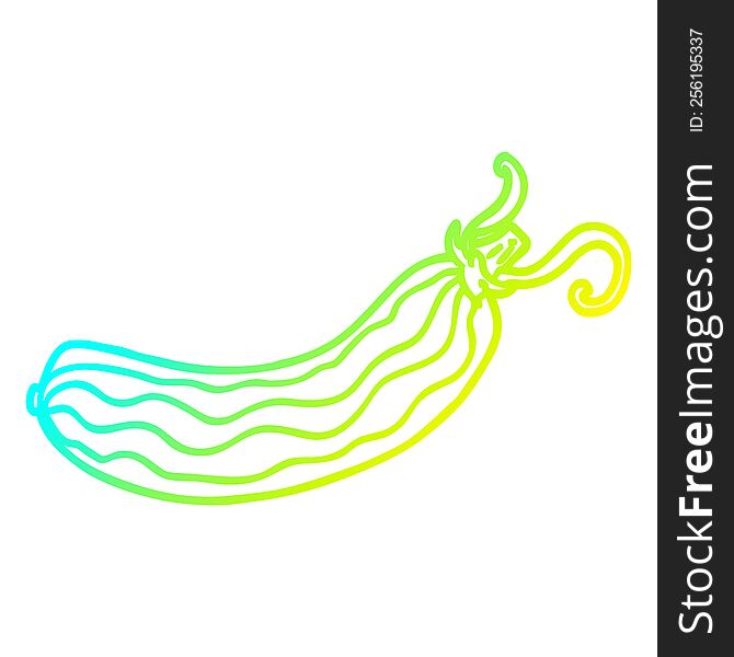 Cold Gradient Line Drawing Cartoon Cucumber