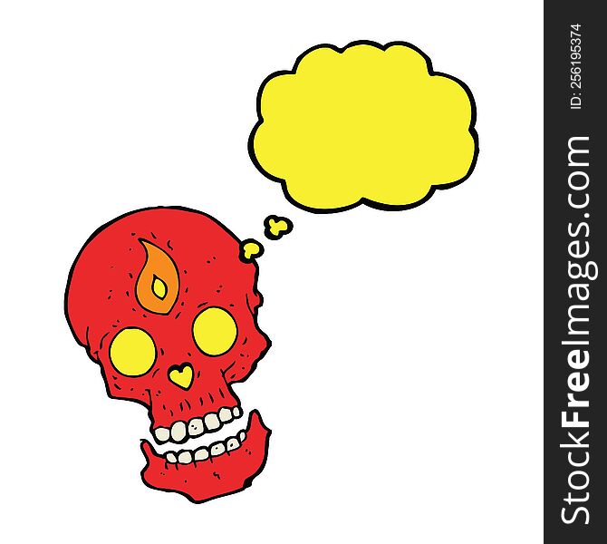 Cartoon Mystic Skull With Thought Bubble