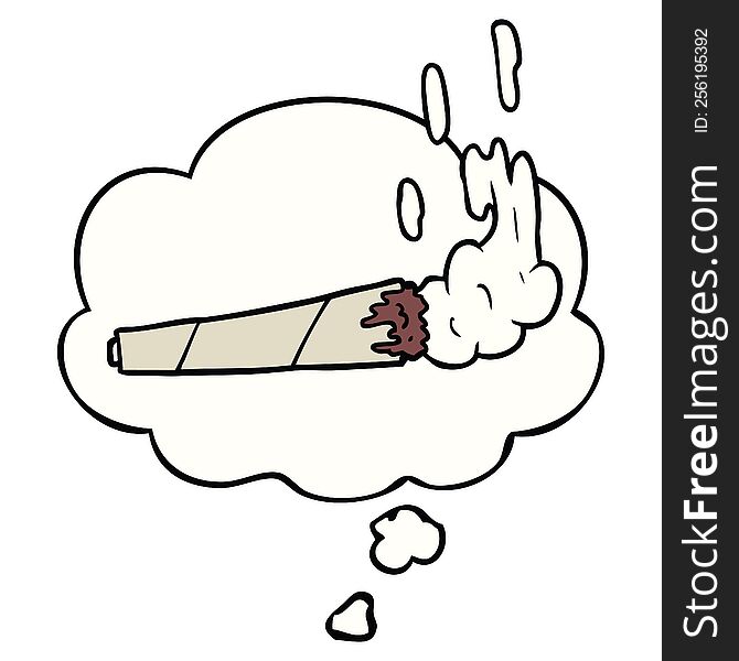 cartoon marijuana joint with thought bubble. cartoon marijuana joint with thought bubble