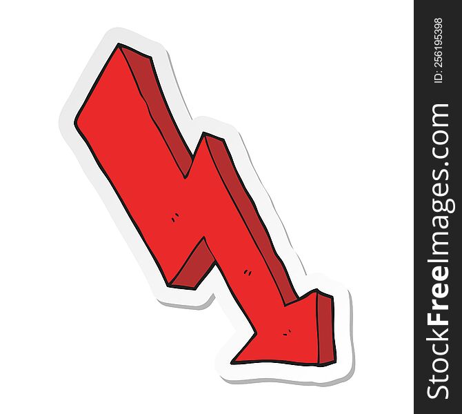 sticker of a cartoon arrow down trend