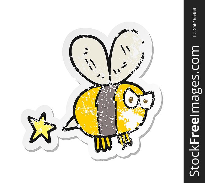 retro distressed sticker of a cartoon angry bee