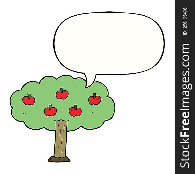 Cartoon Apple Tree And Speech Bubble