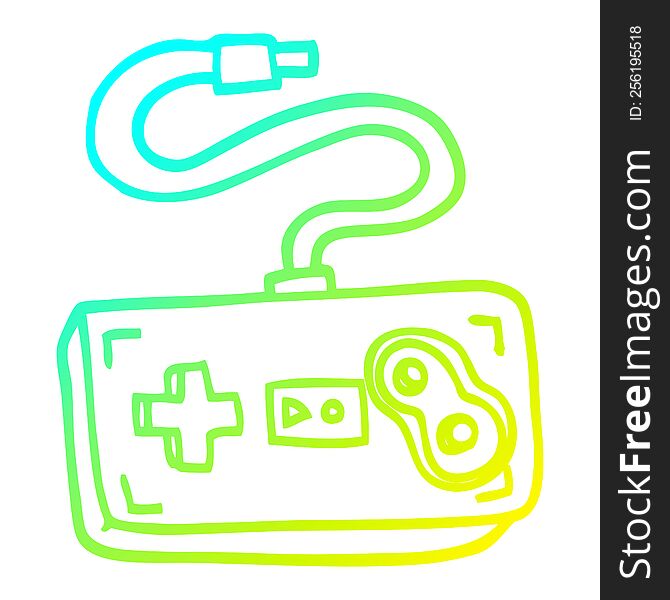 cold gradient line drawing of a cartoon game controller