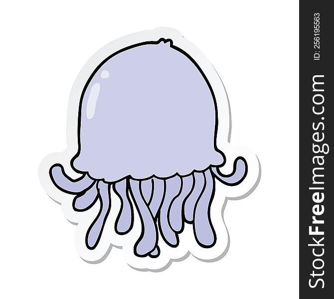 sticker of a cartoon jellyfish