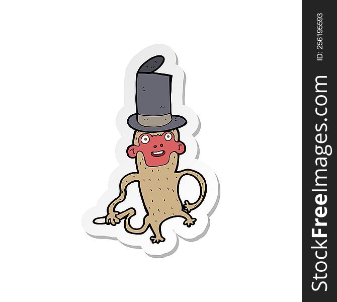 Sticker Of A Cartoon Monkey Wearing Top Hat