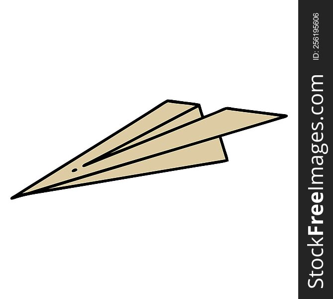 tattoo in traditional style of a paper airplane. tattoo in traditional style of a paper airplane