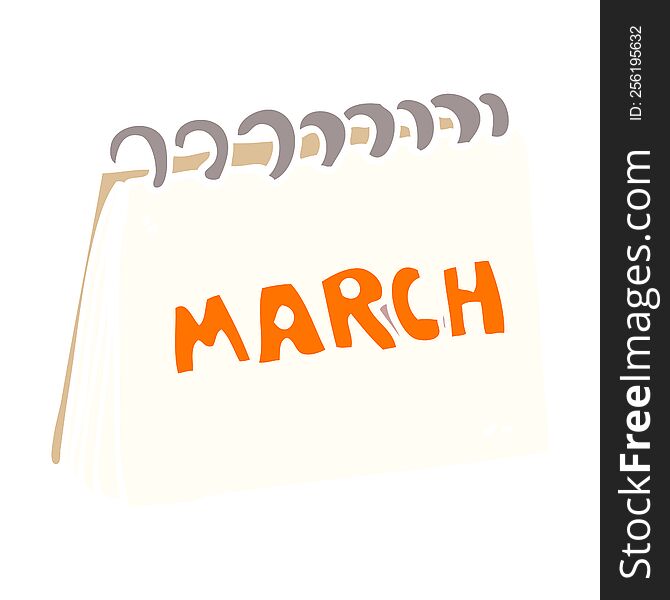 cartoon doodle calendar showing month of march