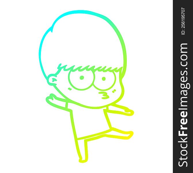 Cold Gradient Line Drawing Nervous Cartoon Boy Dancing