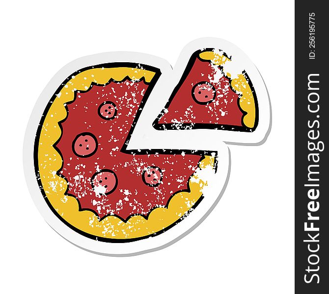 Distressed Sticker Of A Cartoon Pizza