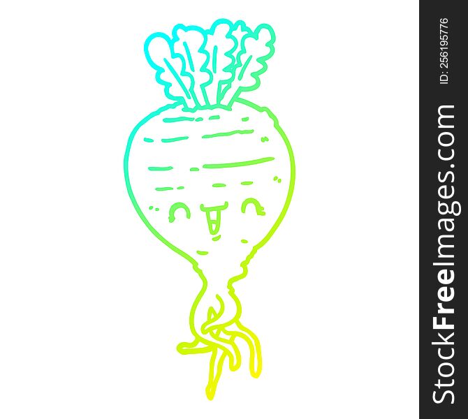cold gradient line drawing of a cartoon turnip
