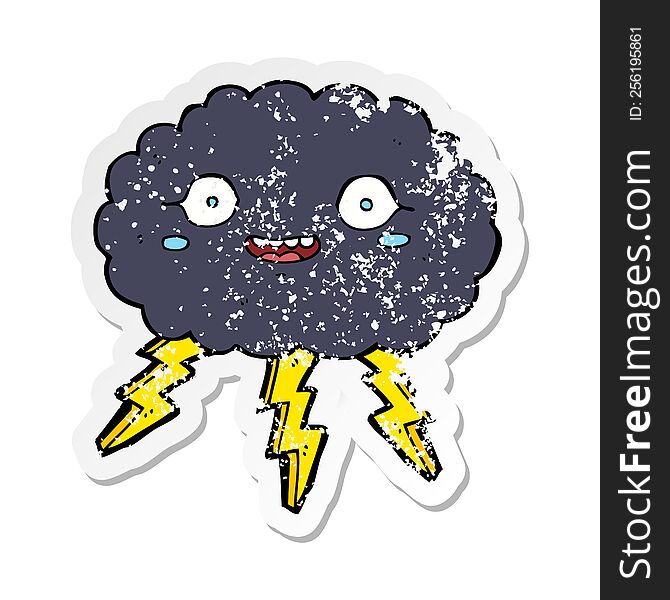 Retro Distressed Sticker Of A Happy Cartoon Rain Cloud