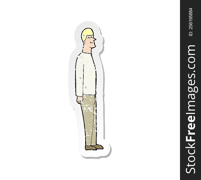 Retro Distressed Sticker Of A Cartoon Tall Man