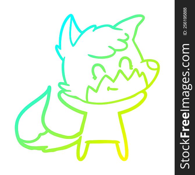 Cold Gradient Line Drawing Cartoon Happy Fox