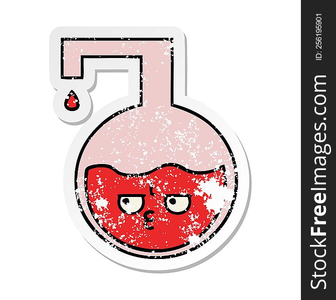 distressed sticker of a cute cartoon science experiment