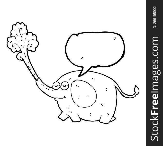 Speech Bubble Cartoon Elephant Squirting Water