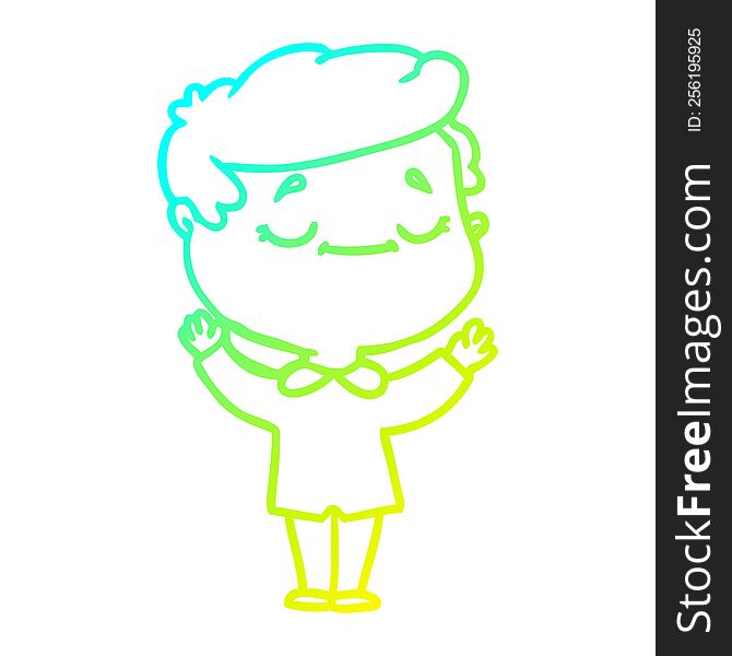 cold gradient line drawing of a cartoon peaceful man
