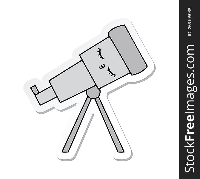 Sticker Of A Cute Cartoon Telescope