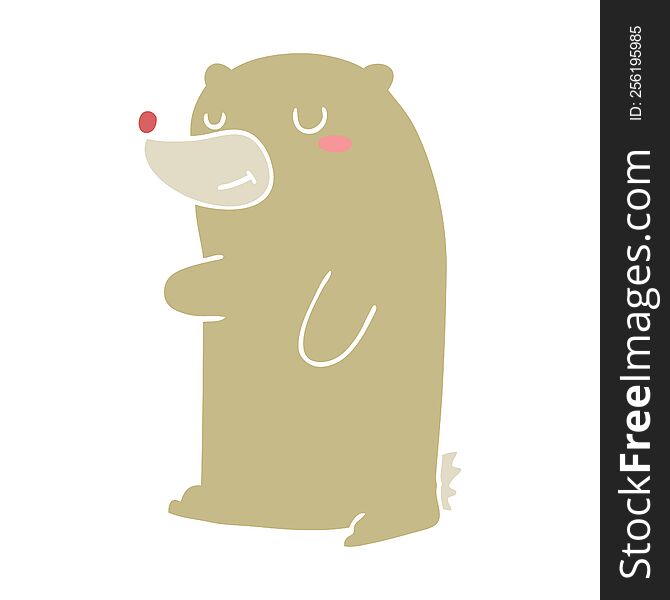 Cute Flat Color Style Cartoon Bear