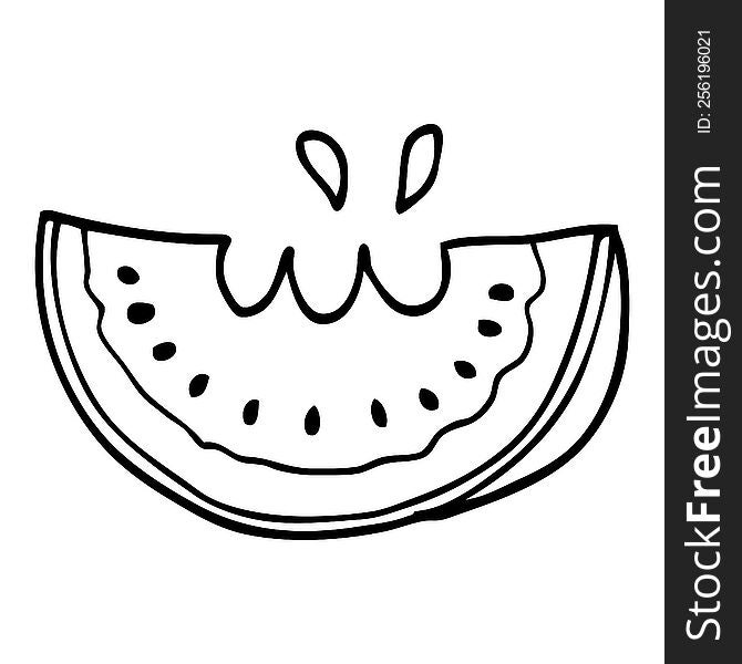 Line Drawing Cartoon Watermelon