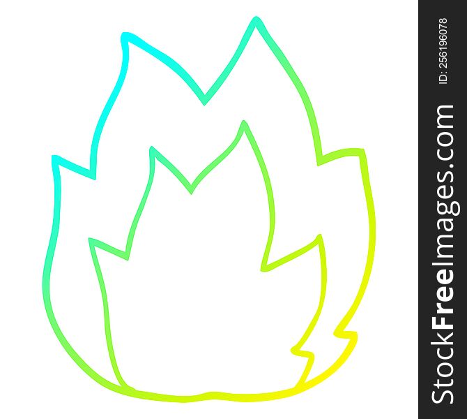 cold gradient line drawing of a cartoon fire explosion