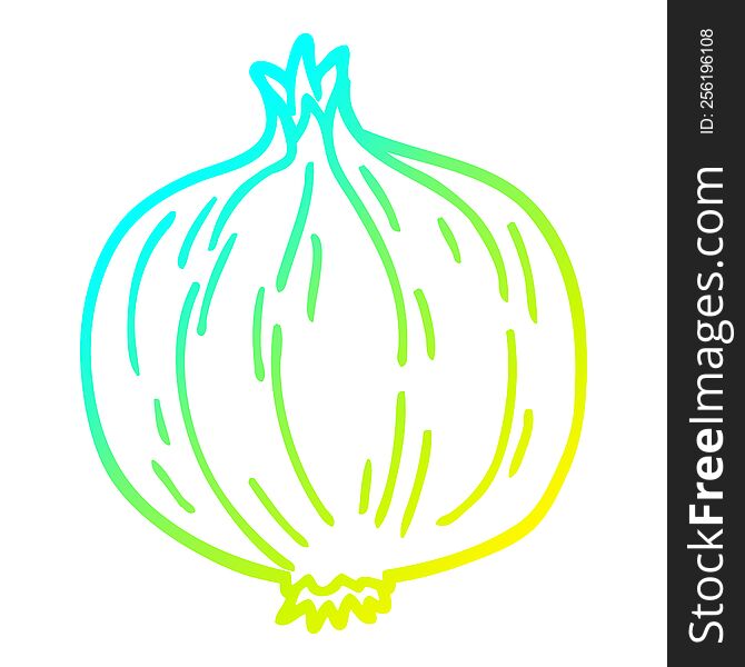 cold gradient line drawing of a cartoon onion