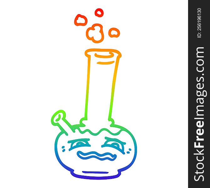 rainbow gradient line drawing of a cartoon bong