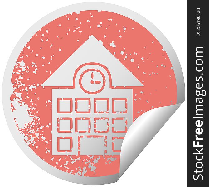 Distressed Circular Peeling Sticker Symbol Town House