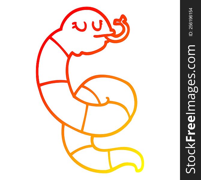 Warm Gradient Line Drawing Cartoon Poisonous Snake