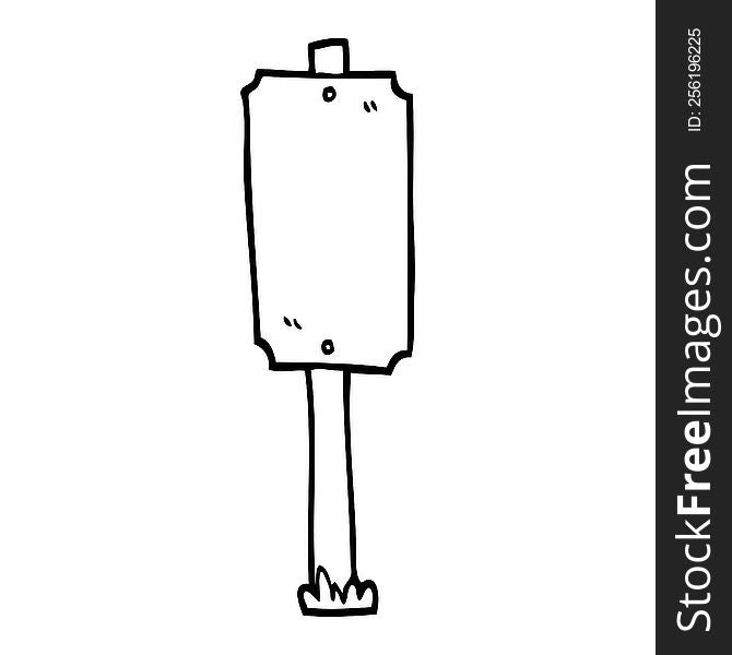 black and white cartoon blank sign post
