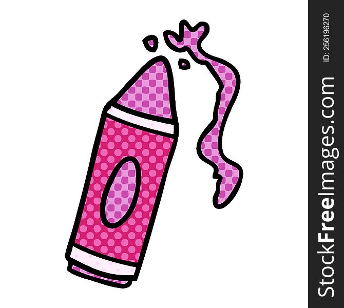 Cartoon Doodle Of A Pink Crayon