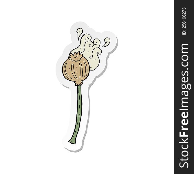 sticker of a cartoon dried poppy