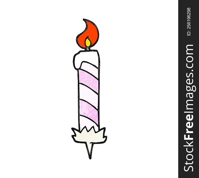 freehand textured cartoon birthday cake candle