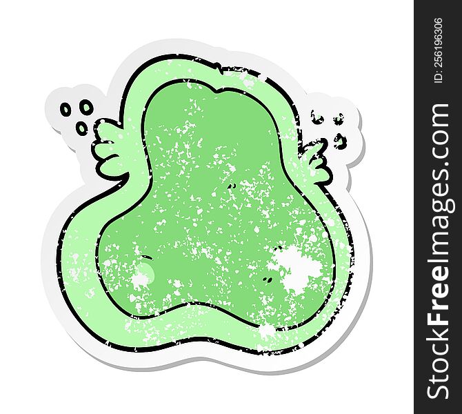 Distressed Sticker Of A Cartoon Amoeba