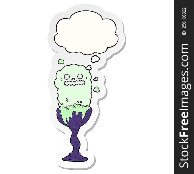 Cartoon Spooky Halloween Potion Cup And Thought Bubble As A Printed Sticker