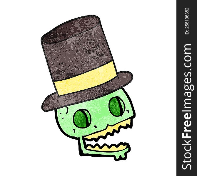 Textured Cartoon Laughing Skull In Top Hat