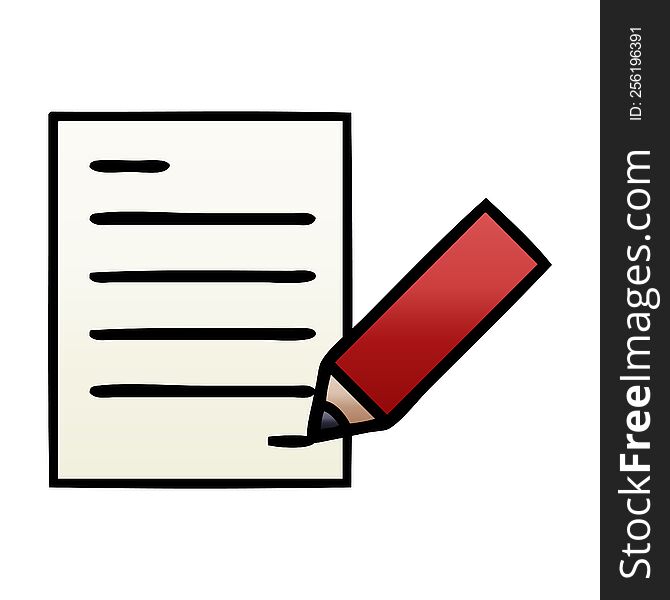 gradient shaded cartoon of a of writing a document