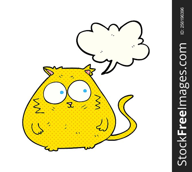 freehand drawn comic book speech bubble cartoon fat cat