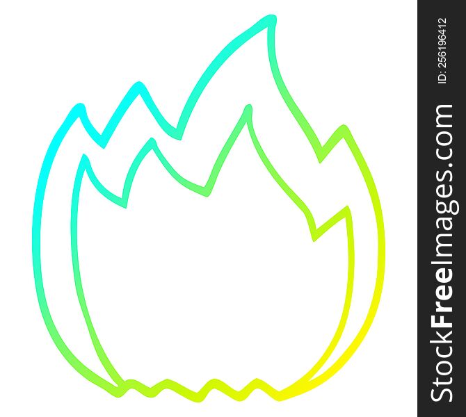 Cold Gradient Line Drawing Cartoon Open Flame